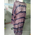 Spring Fashion Pink Stripe Color Openwork Jacquard Thin Ladies Sweater